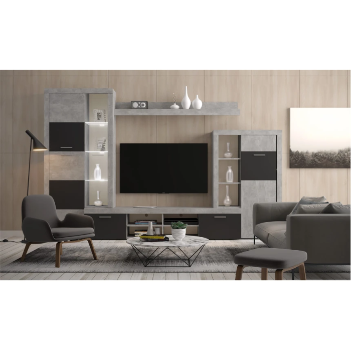 Стінка у вітальню Альпін / Alpin Бетон ательер/антрацит