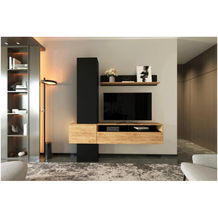 Стінка у вітальню Венді / Wendy Дуб крафт золотий/чорний