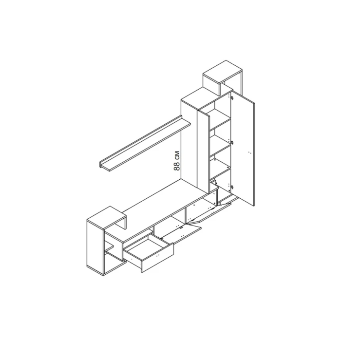 Стінка у вітальню Деоніс / Deonis Чорний/німфеа альба/дуб крафт золотий