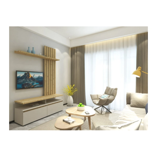 Стінка у вітальню Елліс / Ellis з декоративними рейками Кашемір/дуб артизан