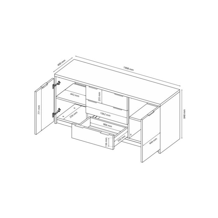 Комод Рома Color 2дв 3шх 2м