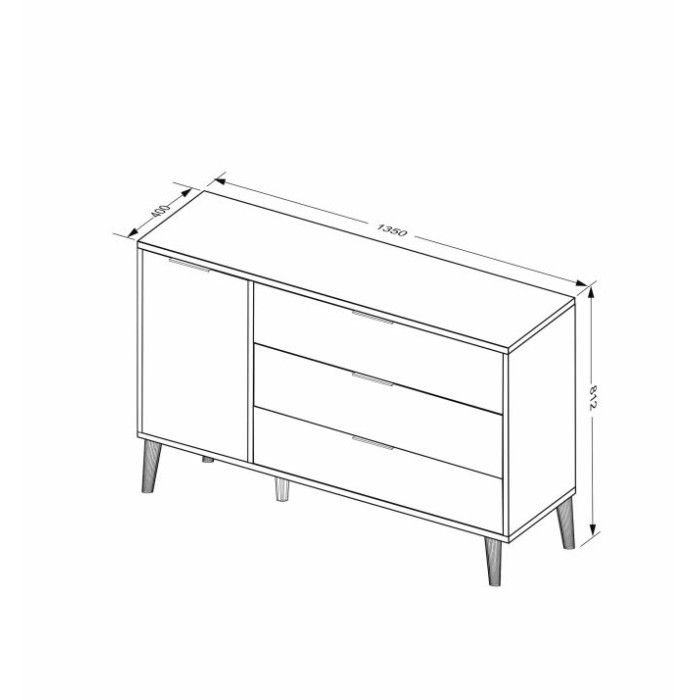 Комод Олівія 1дв.3шх