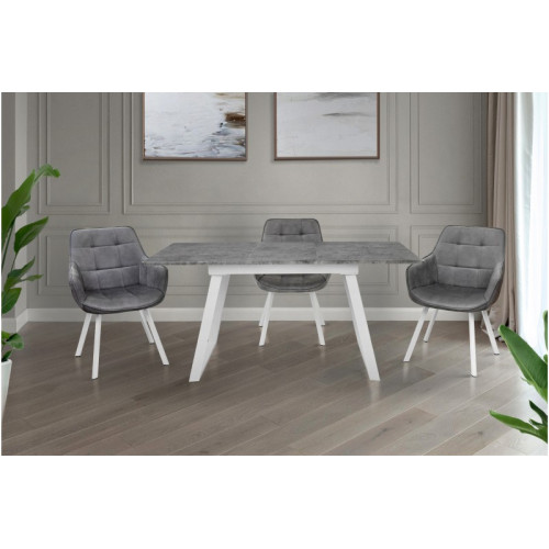 Стіл обідній Тандем (білий/мармур світлий)