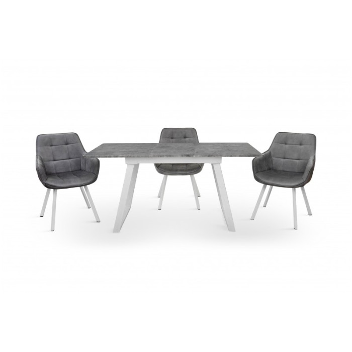 Стіл обідній Тандем (білий/мармур світлий)