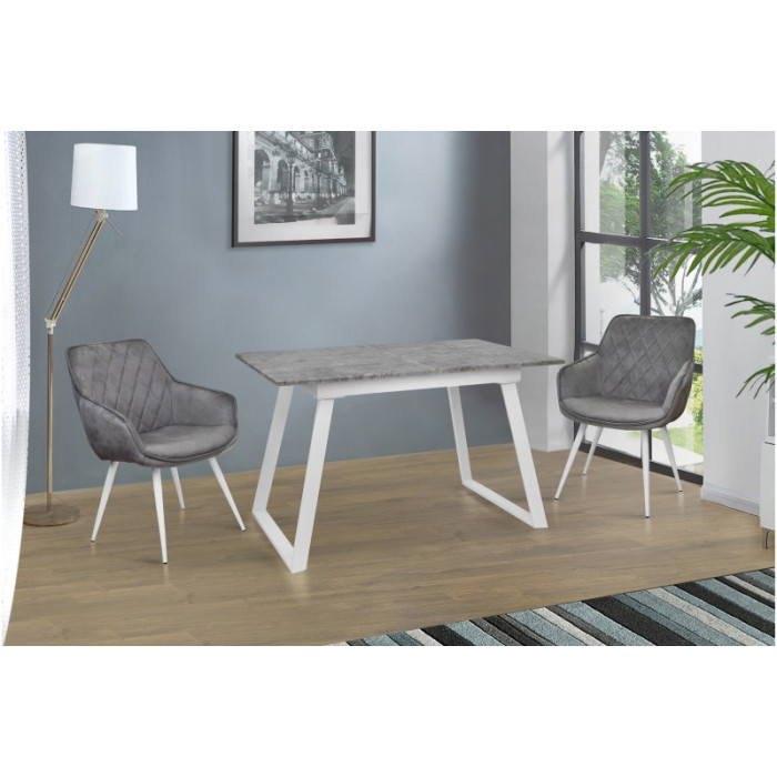 Стіл обідній Тандем (білий/мармур світлий)