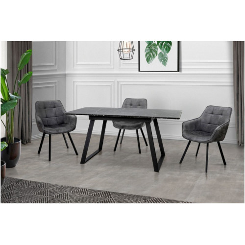 Стіл обідній Тандем (чорний/мармур чорний)