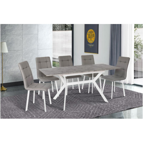 СТІЛ ОБІДНІЙ Х'ЮСТОН (БІЛИЙ/СІРИЙ)