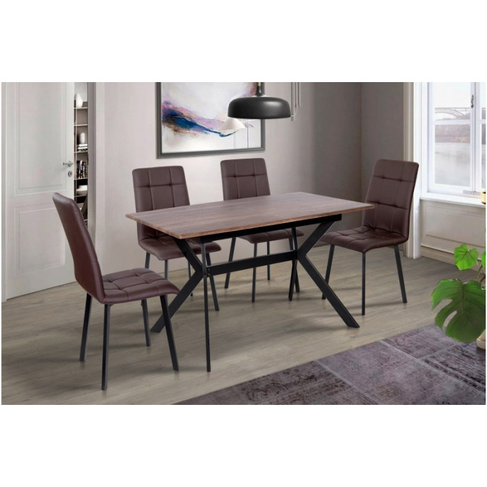 СТІЛ ОБІДНІЙ Х'ЮСТОН (ЧОРНИЙ/ГОРІХ)