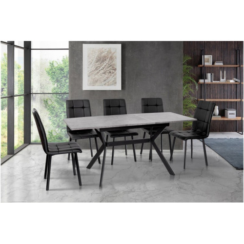 СТІЛ ОБІДНІЙ Х'ЮСТОН (ЧОРНИЙ/Т.СІРИЙ)