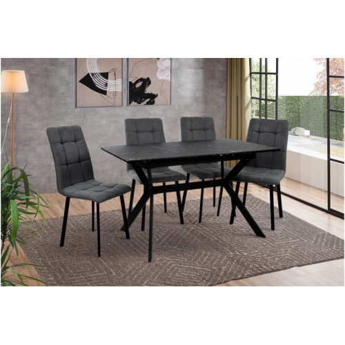 СТІЛ ОБІДНІЙ Х'ЮСТОН (чорний/мармур чорний)