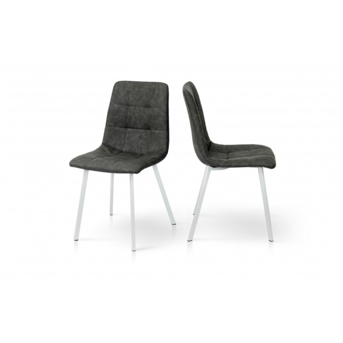 СТІЛЕЦЬ ЧІЛІ НІЖКИ квадрат (БІЛИЙ/СІРА СТАЛЬ)