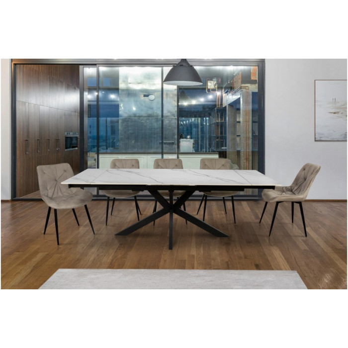 Стіл обідній Квант (чорний/кераміка білий)