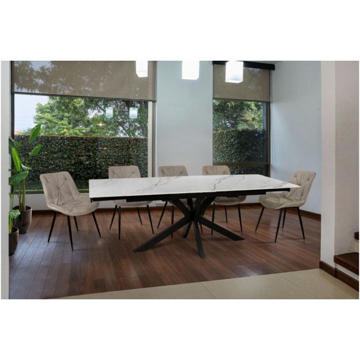 Стіл обідній Квант (чорний/кераміка білий)