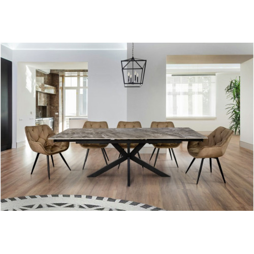 Стіл обідній Квант (чорний/кераміка Армані грей (сірий)