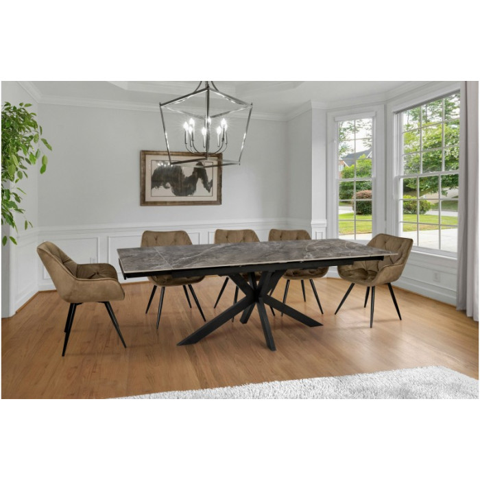 Стіл обідній Квант (чорний/кераміка Армані грей (сірий)