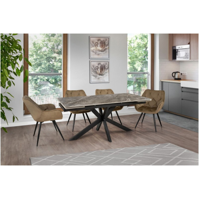 Стіл обідній Квант (чорний/кераміка Армані грей (сірий)