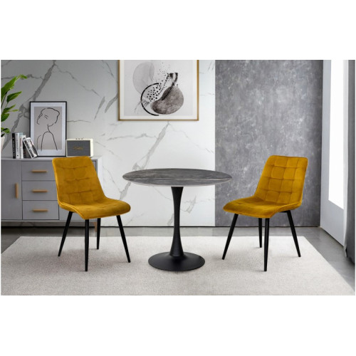 Стіл обідній Опал (чорний/кераміка сірий)