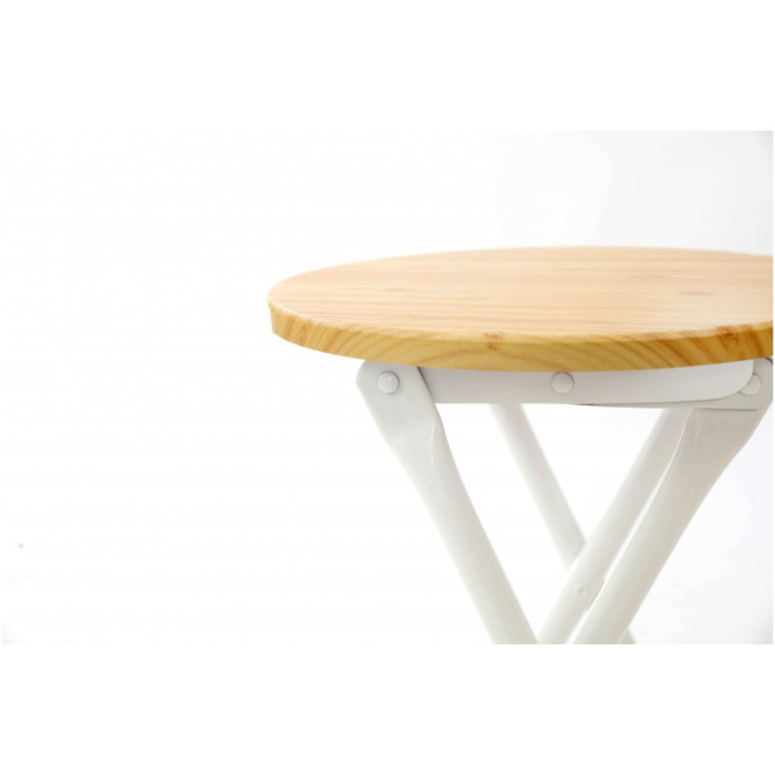 Табурет розкладний Чіп (білий/натуральний)