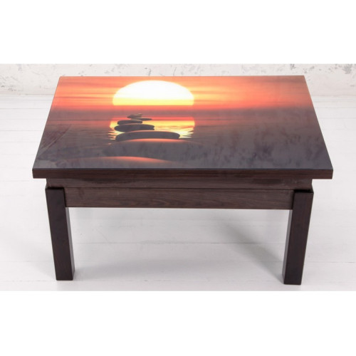 Стіл-трансформер Флай зі склом "Закат" (Венге)