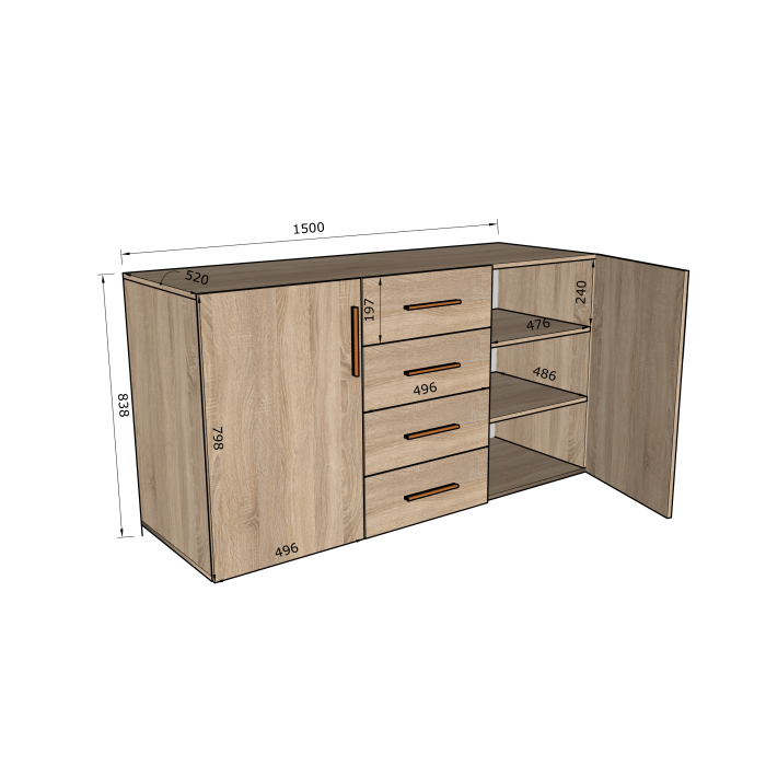 Комод Стела 2дв 4шх