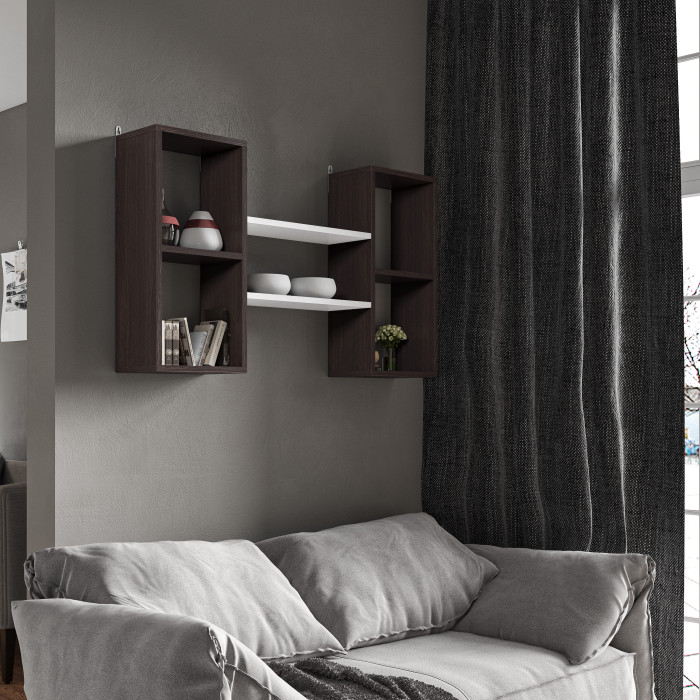 Полиця навісна для книг та декору у спальню кімнату