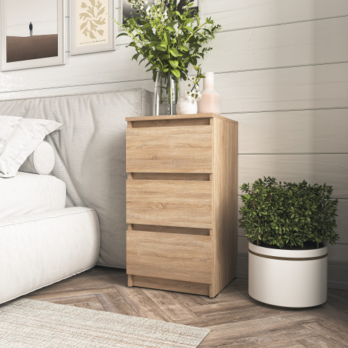 Тумба приліжкова з трьома шухлядами у спальню Антрацит