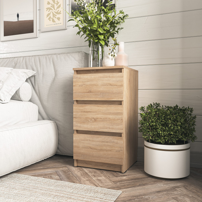 Тумба приліжкова з трьома шухлядами у спальню Антрацит