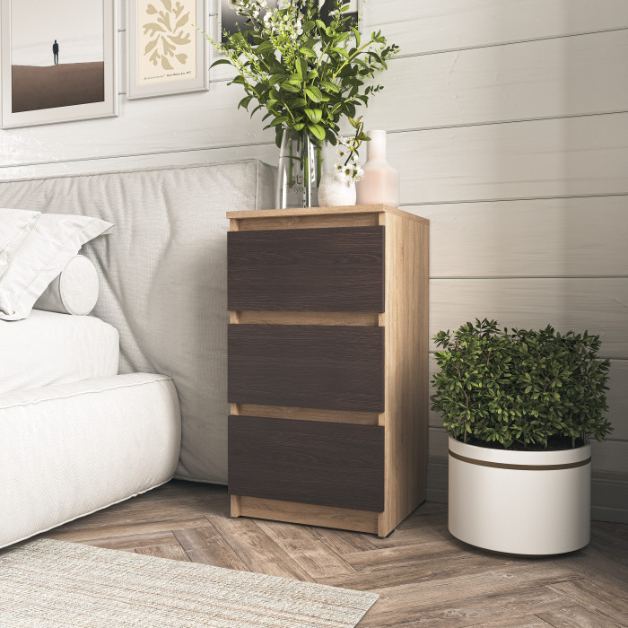 Тумба приліжкова з трьома шухлядами у спальню Антрацит