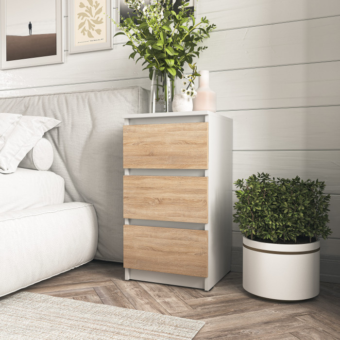 Тумба приліжкова з трьома шухлядами у спальню Антрацит