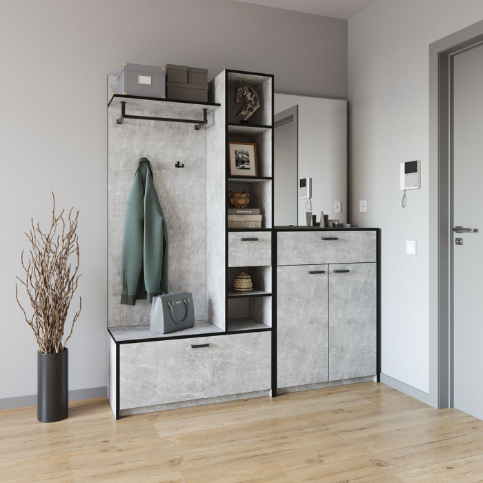 Прихожая со штангой для одежды и крючками