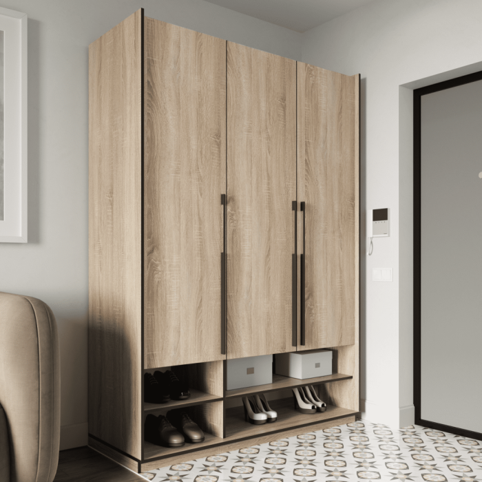 Шафа розпашна з полицями на 3 дверки