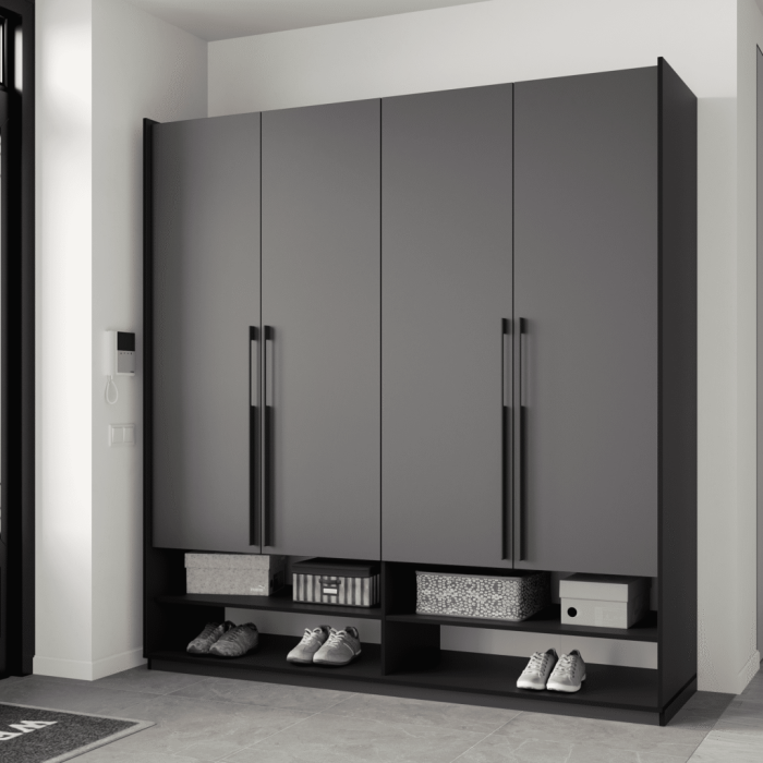 Шафа розпашна на 4 дверки з полицями