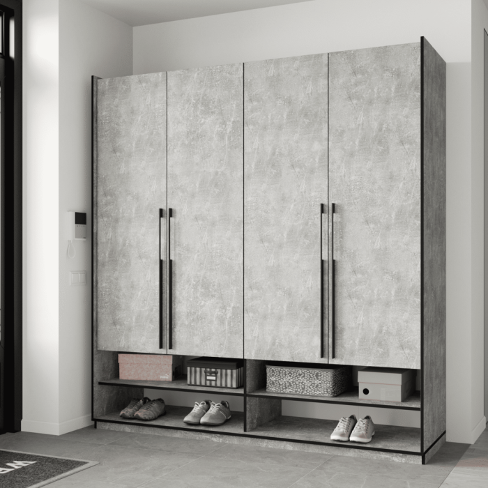 Шафа розпашна на 4 дверки з полицями