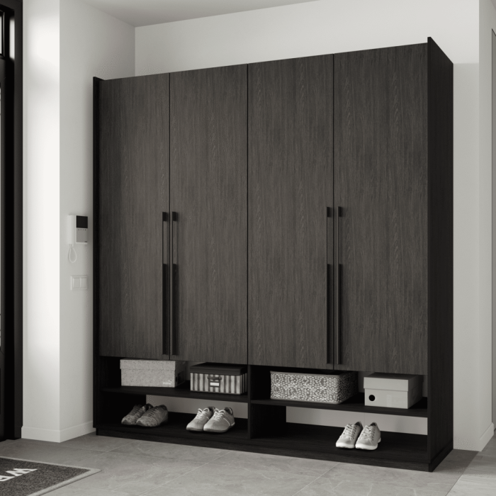 Шафа розпашна на 4 дверки з полицями