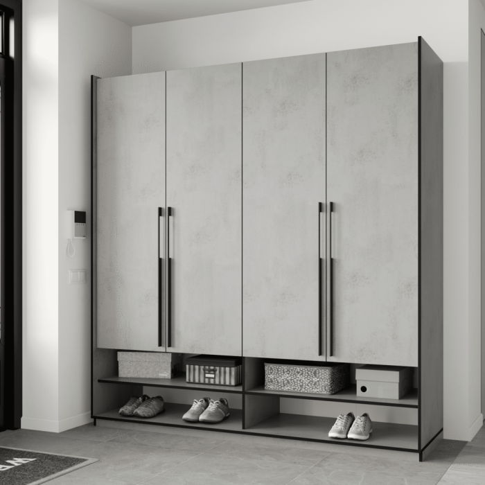 Шафа розпашна на 4 дверки з полицями