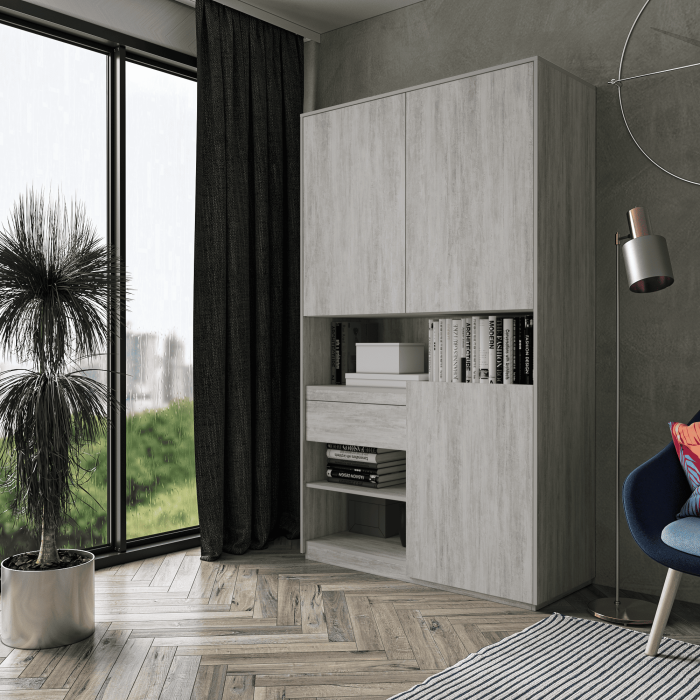 Шафа розпашна для одягу з дверцятами та шухлядою в спальню