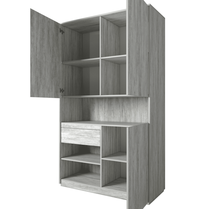 Шафа розпашна для одягу з дверцятами та шухлядою в спальню