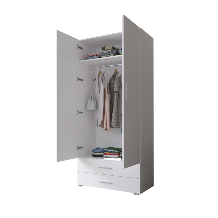 Шафа розпашна з трубою та шухлядами для одягу