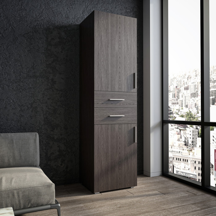 Шафа розпашна для одягу з шухлядами та дверцятами на одну сторону