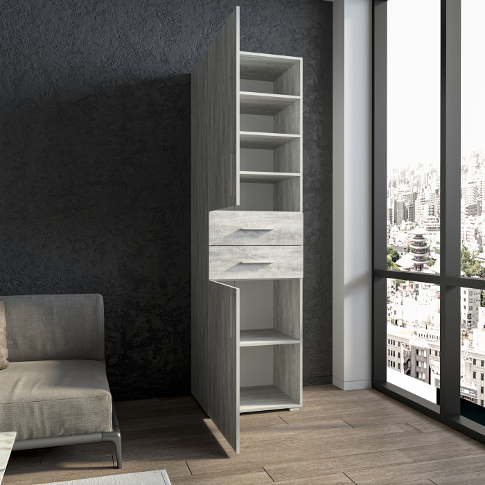 Шафа розпашна для одягу з шухлядами та дверцятами на одну сторону