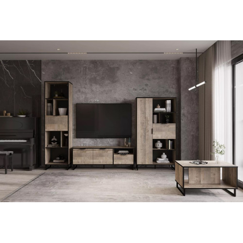 Стелаж для книг та декору на ніжках з двома дверцятами для дому