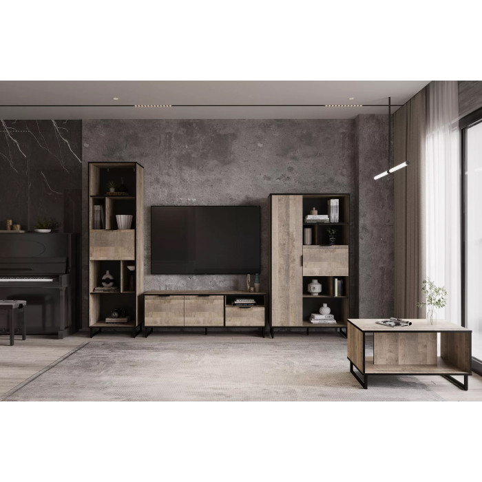 Стелаж для книг та декору на ніжках з двома дверцятами для дому