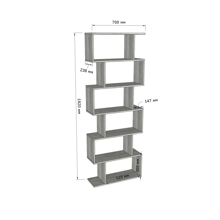 Стелаж для книг та декору на 6 комірок GT56