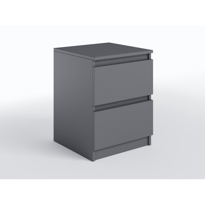 Тумба приліжкова з двома шухлядами та прихованими ручками в спальню