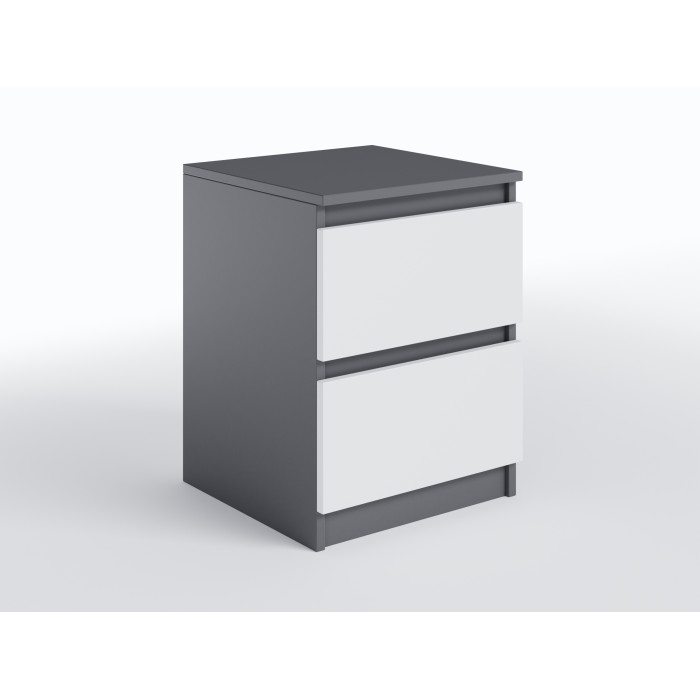 Тумба приліжкова з двома шухлядами та прихованими ручками в спальню