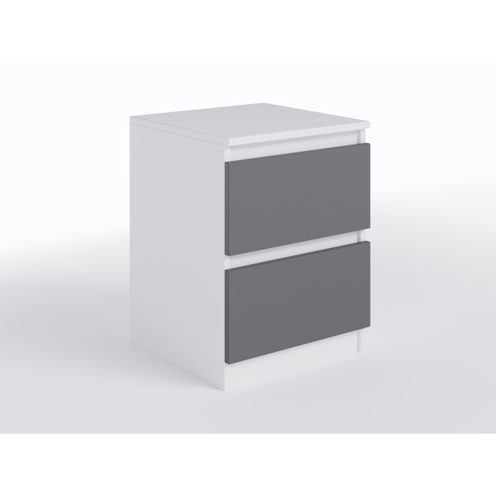 Тумба приліжкова з двома шухлядами та прихованими ручками в спальню