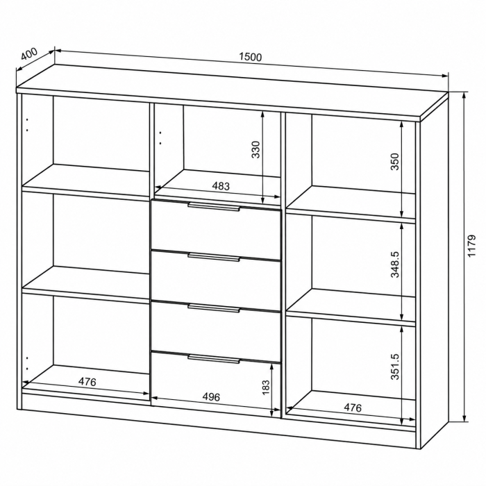 Воркспейс комод KOM2D4S1B